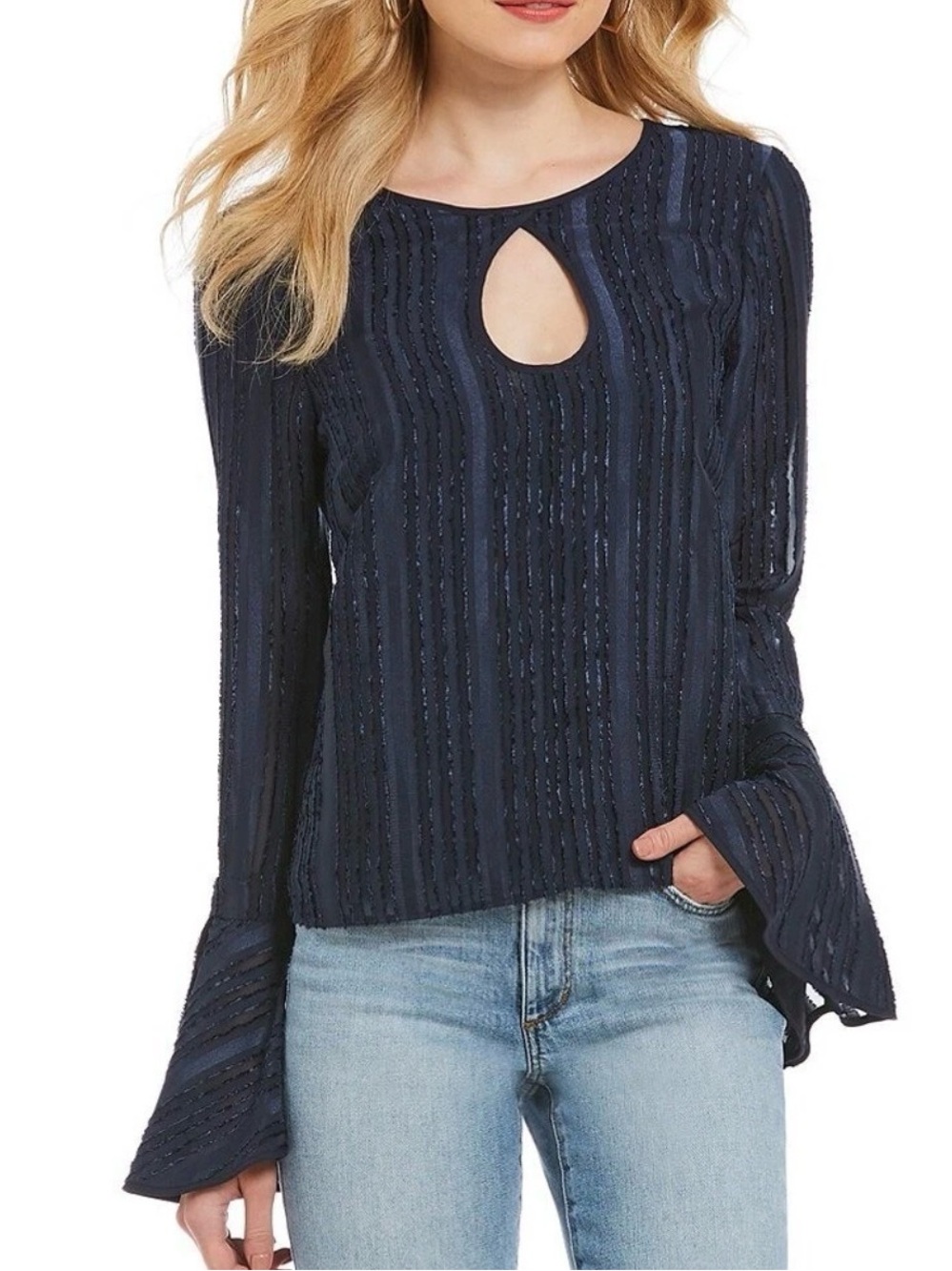 Devlin Navy Raquel Bell Sleeve Blouse Nordstrom M